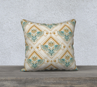 Image 1 of 18x18 Pillow Case - Art Deco Owl in Teal & Gold