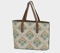 Image 3 of Vegan Leather Tote - Art Deco Owl in Teal & Gold