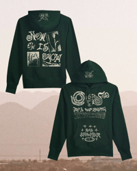 Image 1 of NOW IS NOW HOODIE GREEN AND CREAM