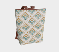 Image 1 of Vegan Leather Backpack - Art Deco Owl in Teal & Gold