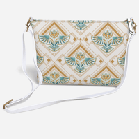 Image 2 of Vegan Leather Crossbody - Art Deco Owl in Teal & Gold