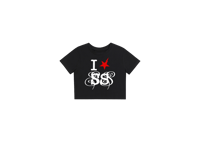 BLACK I LUV SS CROPPED TEE