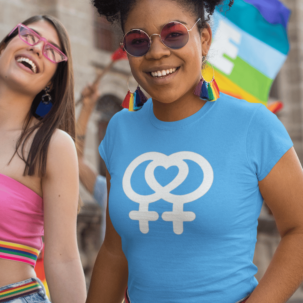 Sky Blue 3D PUFF LEZ Love LEZ (heart) LOGO glow in the dark tee
