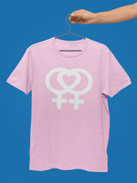 Image 1 of PINK 3D PUFF LEZ Love LEZ (heart) LOGO glow in the dark tee.