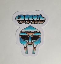 Image 1 of MF DOOM Metallic Font Mask Matte Vinyl Sticker