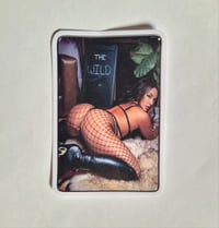 Image 1 of Gorgeous Brunette In Black Boots & Fishnets Poppin' Dat Booty Matte Vinyl Sticker