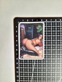 Image 2 of Gorgeous Brunette In Black Boots & Fishnets Poppin' Dat Booty Matte Vinyl Sticker