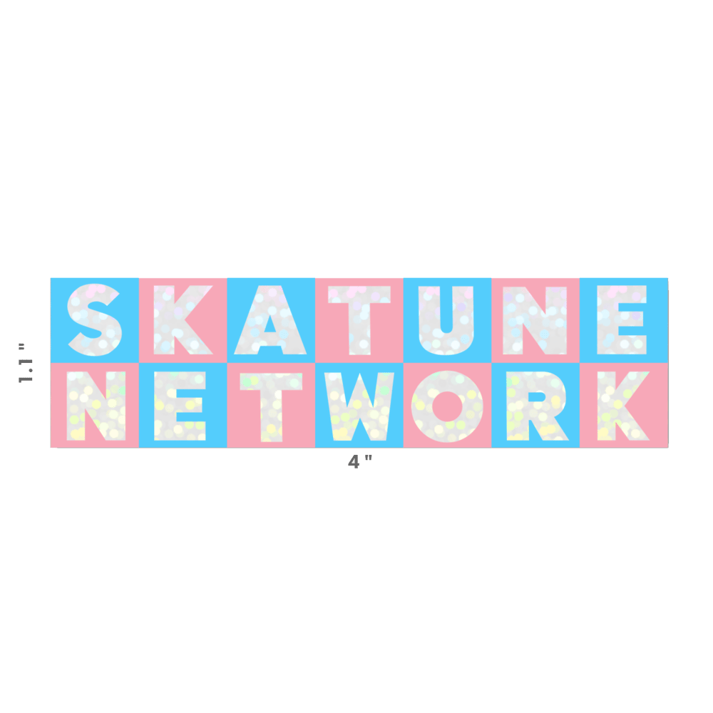 SKATUNE NETWORK | Trans Flag Colors Glittery Logo Sticker
