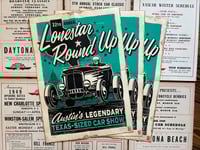 Image 1 of Austin Lone Star Round Up Linocut Print  FREE SHIPPING