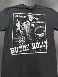 Image 2 of Buddy Holly Rave On! 1950's Rock N' Roll Screen Print T-Shirt