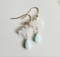 Image 5 of Moonstone Clouds + Turquoise Earrings