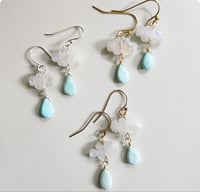 Image 7 of Moonstone Clouds + Turquoise Earrings