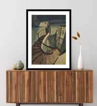 Image 3 of Sam Szafran - L'escalier, 54 rue de Seine, Fine Art Giclee Print, The Staircase Home Interior Green 