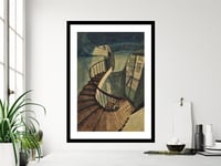Image 4 of Sam Szafran - L'escalier, 54 rue de Seine, Fine Art Giclee Print, The Staircase Home Interior Green 