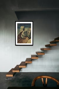 Image 5 of Sam Szafran - L'escalier, 54 rue de Seine, Fine Art Giclee Print, The Staircase Home Interior Green 