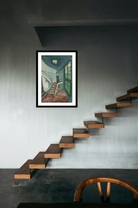 Image 6 of Sam Szafran - Escalier, Fine Art Giclee Print, The Staircase Home Interior Green Walls Poster