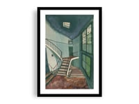 Image 7 of Sam Szafran - Escalier, Fine Art Giclee Print, The Staircase Home Interior Green Walls Poster