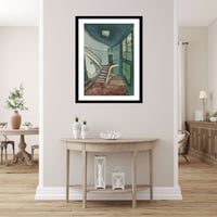 Image 8 of Sam Szafran - Escalier, Fine Art Giclee Print, The Staircase Home Interior Green Walls Poster