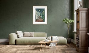 Image of Sam Szafran - Escalier, Fine Art Giclee Print, The Staircase Home Interior Green Walls Poster