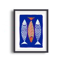 Image 5 of 3 Fish Coastal and Scandinavian Style Silkscreen Print