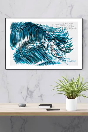 Image of Raymond Pettibon - Gradually, However, He Was..., Fine Art Giclee Print, Surfer Poster, Big Wave