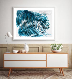 Image of Raymond Pettibon - Gradually, However, He Was..., Fine Art Giclee Print, Surfer Poster, Big Wave
