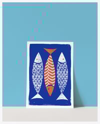 Image 4 of 3 Fish Coastal and Scandinavian Style Silkscreen Print
