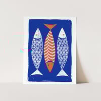 Image 6 of 3 Fish Coastal and Scandinavian Style Silkscreen Print