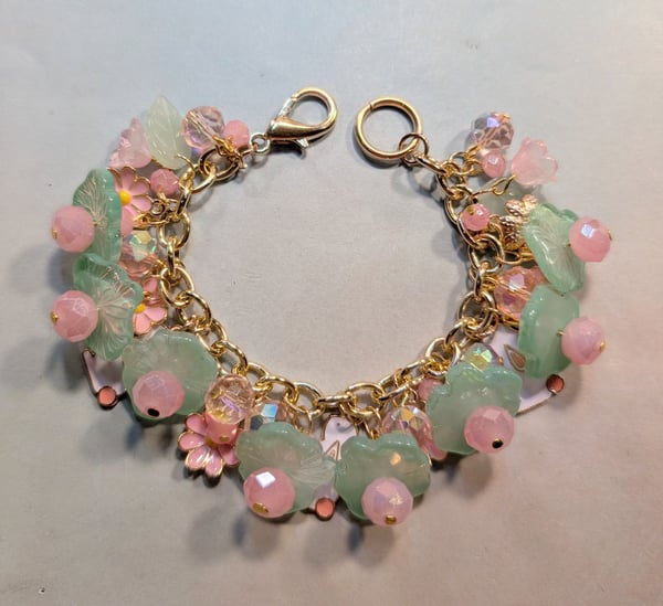 Image of BRACELETS! ~ Cabbage Leaves, Pink Flowers & Hungry Bunny Bauble Bracelet #4
