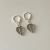 'glass black leaves' huggie hoop earrings