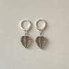 'glass black leaves' huggie hoop earrings