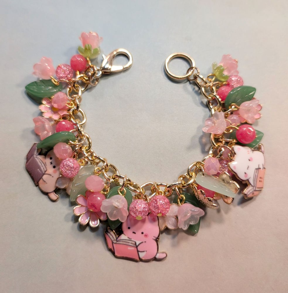 Image of BRACELETS! ~ Kitties and Books, Spring Flowers & Cafecito Bauble Bracelet #5