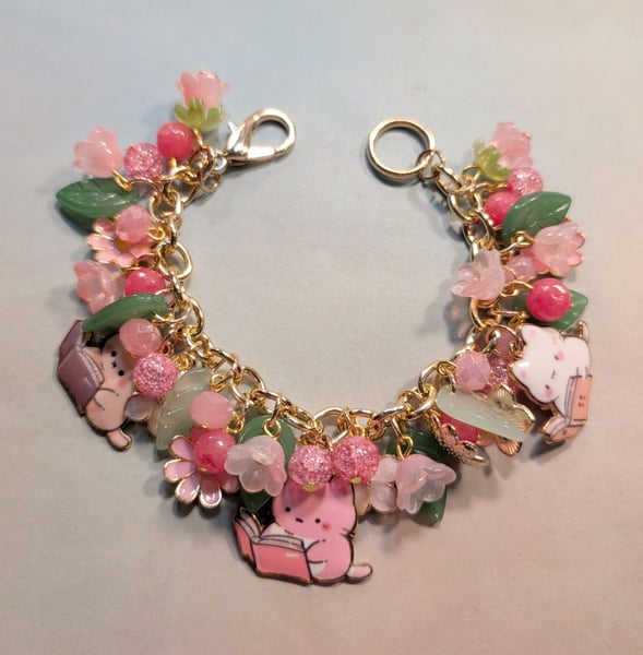 Image of BRACELETS! ~ Kitties and Books, Spring Flowers & Cafecito Bauble Bracelet #5