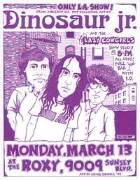 DINOSAUR JR. @ The Roxy, 3/13/89 → mini punk flyer