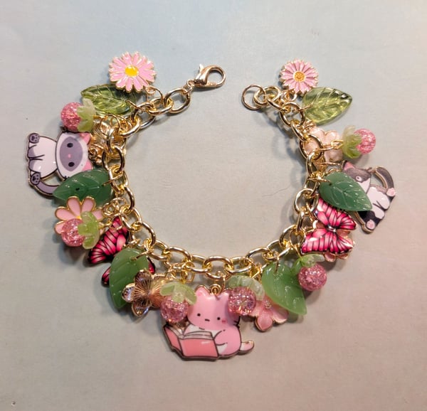 Image of BRACELETS! ~ Kitties and Books, Spring Flowers & Cafecito Bauble Bracelet #8