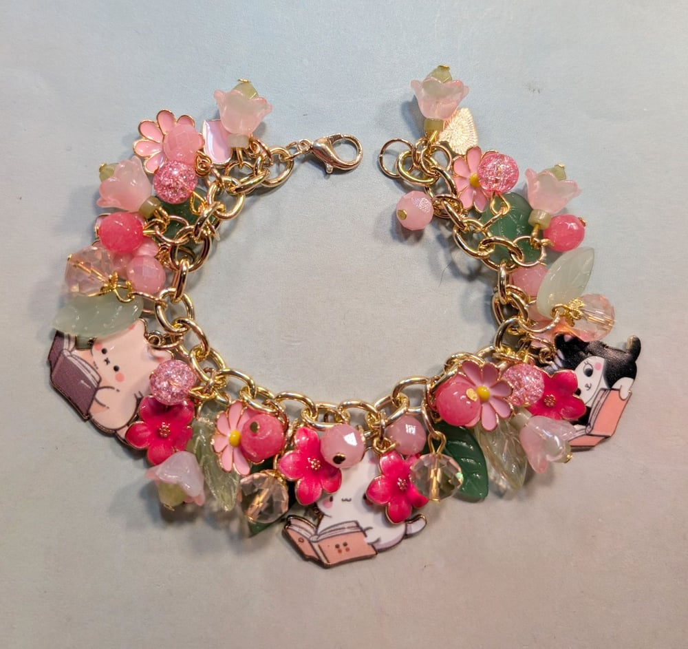 Image of BRACELETS! ~ Kitties and Books, Spring Flowers & Cafecito Bauble Bracelet #13