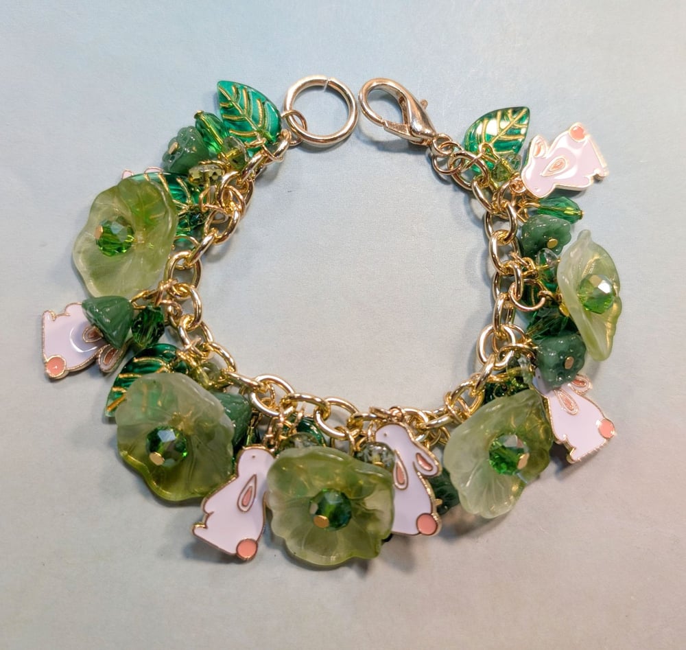 Image of BRACELETS! ~ Cabbage Leaves & Lots of Hungry Bunnies Bauble Bracelet #15