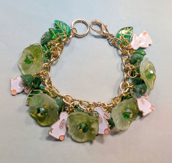 Image of BRACELETS! ~ Cabbage Leaves & Lots of Hungry Bunnies Bauble Bracelet #15