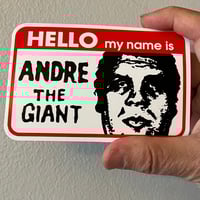 HELLO my name is ANDRE sticker sample