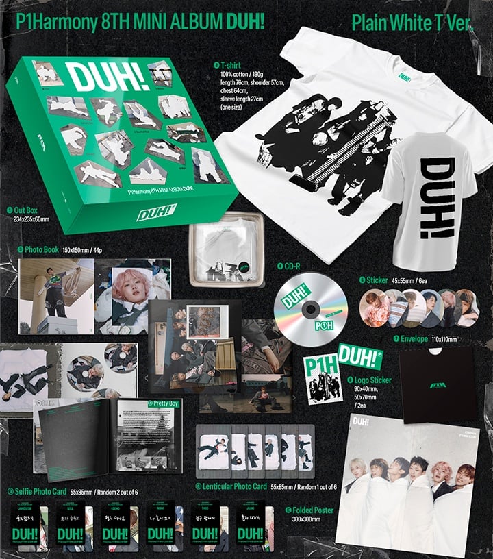 Image of [PRE-ORDER] P1Harmony ‘DUH!’ (Plain White T Ver.)