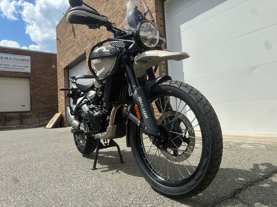 Image of Royal Enfield Himalayan 450  with optional Handguards $5,919 as shown, $5,799 MSRP