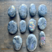 Image 7 of Purple Flash Labradorite, Labradorite Palm Stones, Crystal Palm Stones, Third Eye Activation Stone