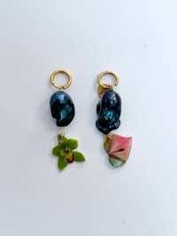 Image 1 of pink flamingo flower earrings