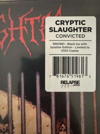 Image of Cryptic Slaughter - "Convicted" Lp (black ice vinyl)