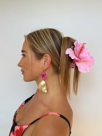 Image 2 of pearly hibiscus earrings