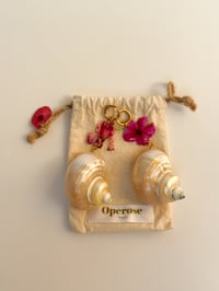 Image 3 of pearly hibiscus earrings