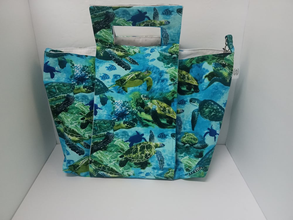 Image of Crafter's Tote Bag (medium sea turtle print) 10% off + Free shipping regular price $50.00