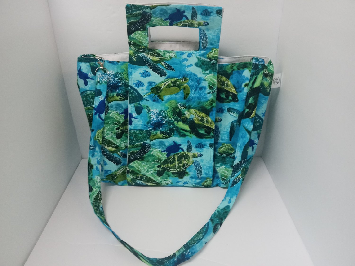 Image of Crafter's Tote Bag (medium sea turtle print) 10% off + Free shipping regular price $50.00
