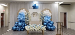 Image of 3 set backdrop only  , gold stainless steel,  white wood backdrop 