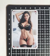 Image 2 of Gorgeous Brunette In Black Bra, Thong, & Stockings Matte Vinyl Sticker